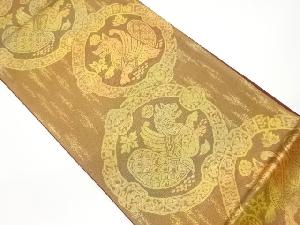 実・葉に抽象動物模様織出し袋帯